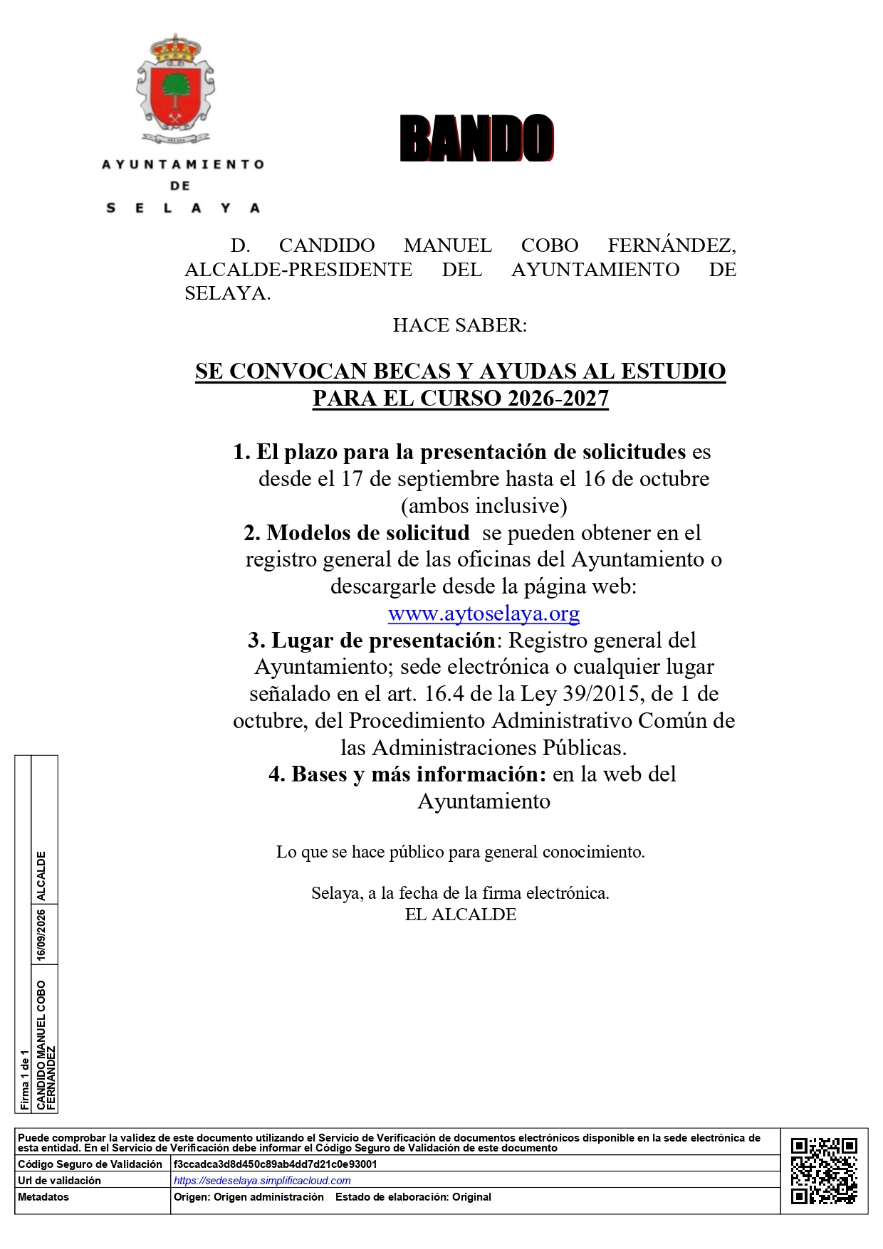 Becas y ayudas al estudio 2026-2027